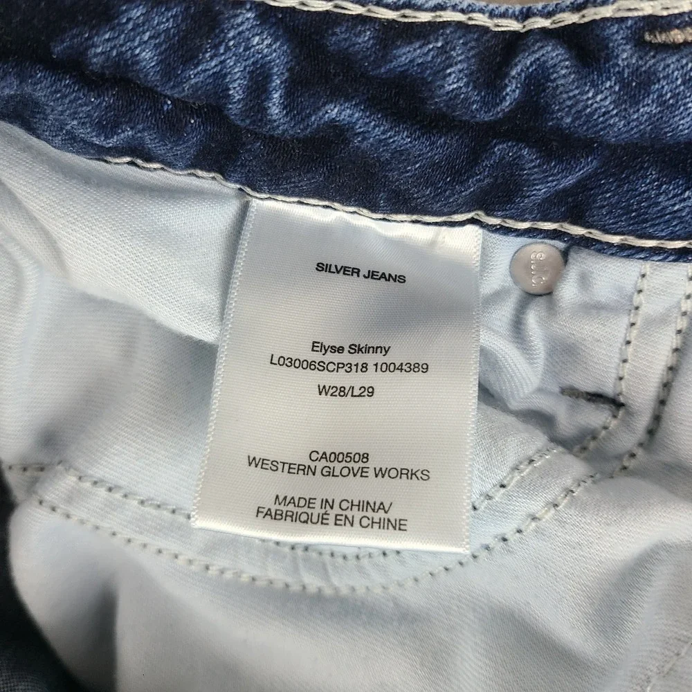 Silver Jeans Womens 28x29 Blue Elyse Skinny Distress Dark Wash Denim